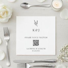 Dela din foton QR-kod Botanisk bröllop Pappersservett