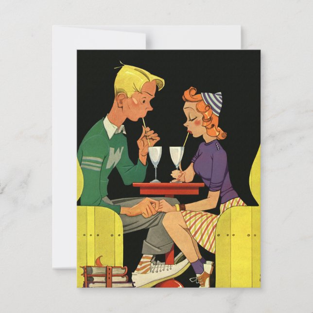 Dela en milkshake - vintage bröllopinbjudan inbjudningar (Framsida)