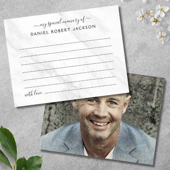 Dela En Minnesbild Vit Marmor Begravning Vykort (Photo Share A Memory Card)