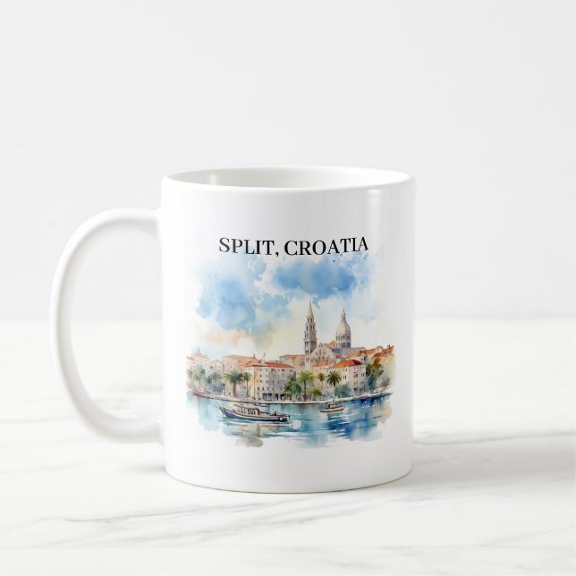 Dela Kroatien Dalmatia Watercolor Kaffemugg (Vänster)