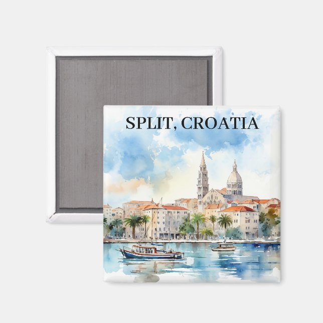 Dela Kroatien Dalmatia Watercolor Magnet (Front/Back)