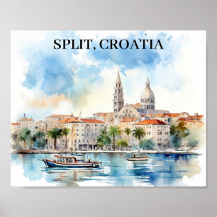 Dela Kroatien Dalmatia Watercolor Poster