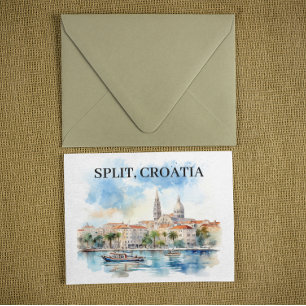 Dela Kroatien Dalmatia Watercolor Vykort