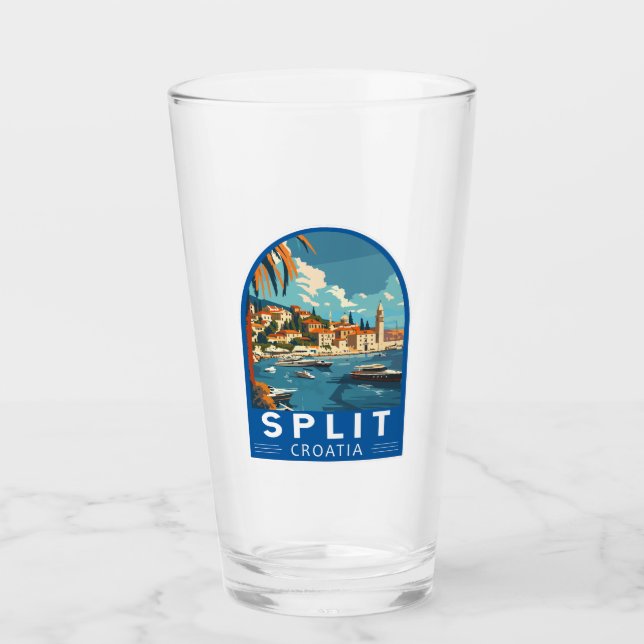 Dela Kroatien Travel Art-Vintage Glaskopp (Framsida)