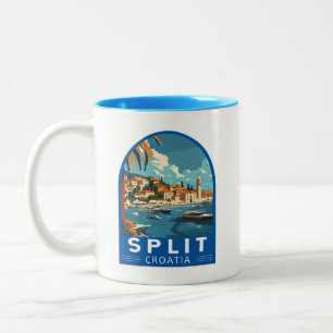 Dela Kroatien Travel Art-Vintage Två-Tonad Mugg