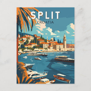 Dela Kroatien Travel Art-Vintage Vykort