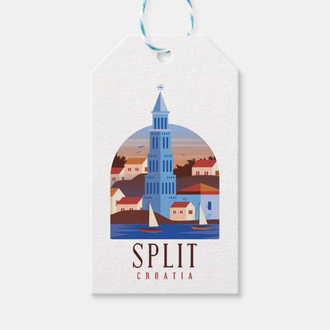 Dela Kroatiens Dalmatia-Vintage Presentetikett (Framsidan)