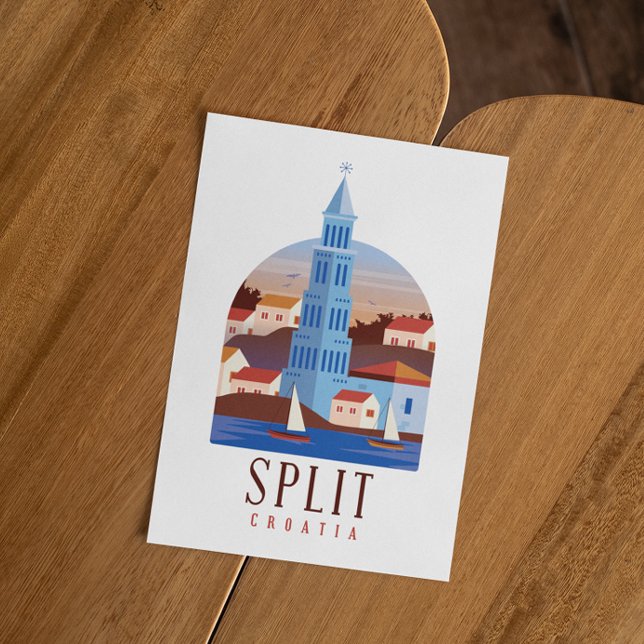 Dela Kroatiens Dalmatia-Vintage Vykort (Split Croatia Dalmatia Vintage Postcard)