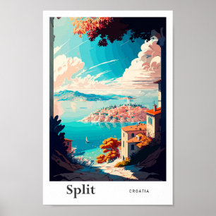 Dela Kroatiens reseillustration Vintage Poster
