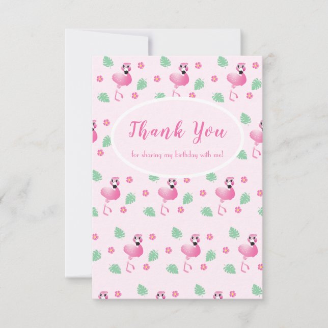 Dela min födelsedagsutklippning Flamingo Tropical  Tack Kort (Framsida)