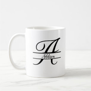 Dela Monogram A-Z svart och vitt Kaffemugg