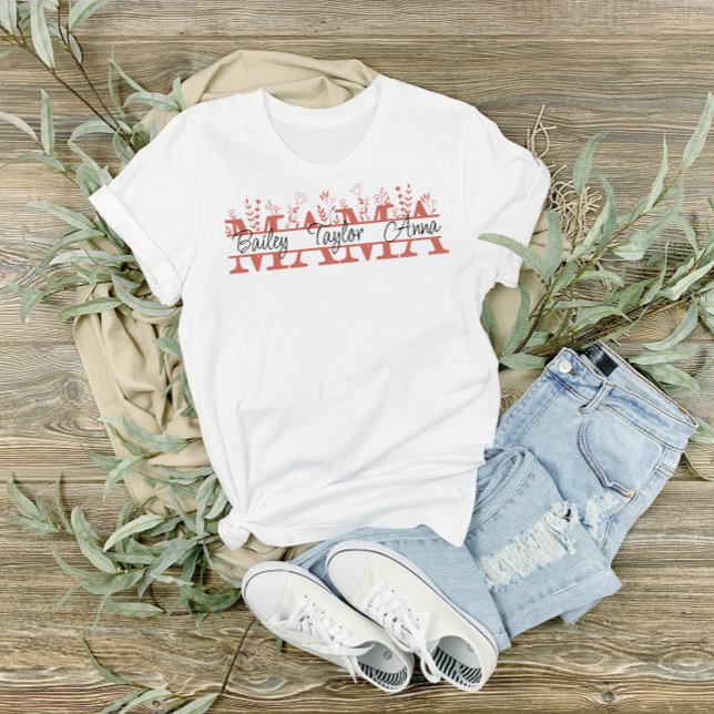 Dela Monogram "Mamma"-tröja med Kids Namn T Shirt (Skapare uppladdad)
