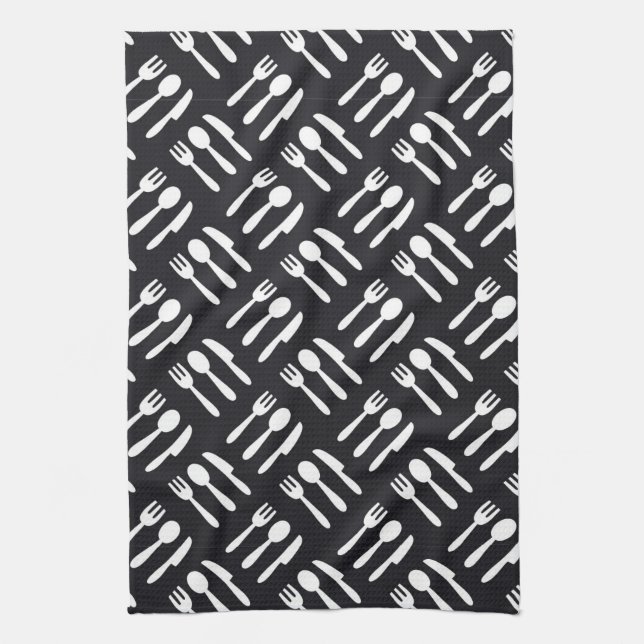 Dela sig skedknivarmönster kökshandduk (Vertikal)