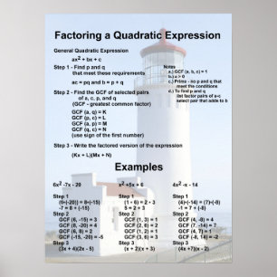 Dela upp i faktorer Quadratics Poster