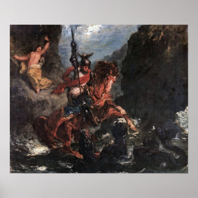 Delacroix - Befriad Angelika eller St. Göran Poster (Framsidan)
