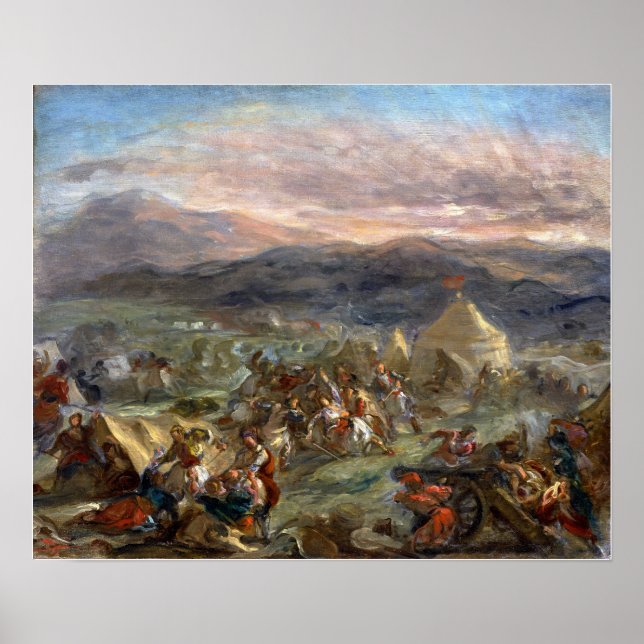Delacroix - Botzaris överraskar den turkiska lägre Poster (Framsidan)