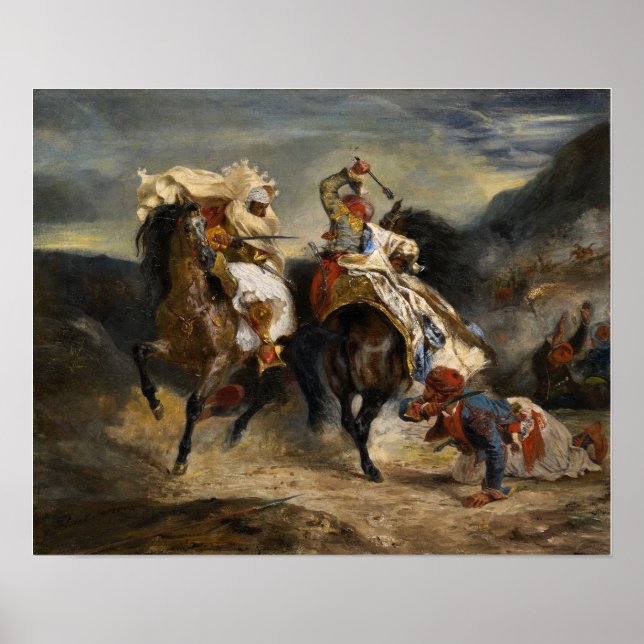 Delacroix - Combat du Giaour et Hassan 1826 Poster (Framsidan)