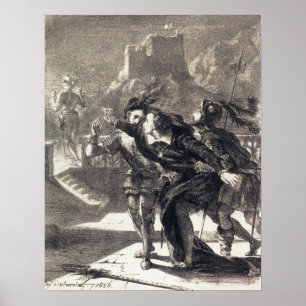 Delacroix - Hamlet och Ghost för hans Far (a... Poster