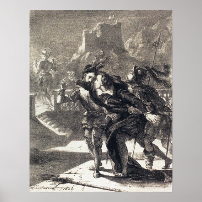 Delacroix - Hamlet och hans faders spöke (A… Poster (Framsidan)