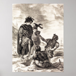 Delacroix - Hamlet och Horatio före Gravedi.. Poster