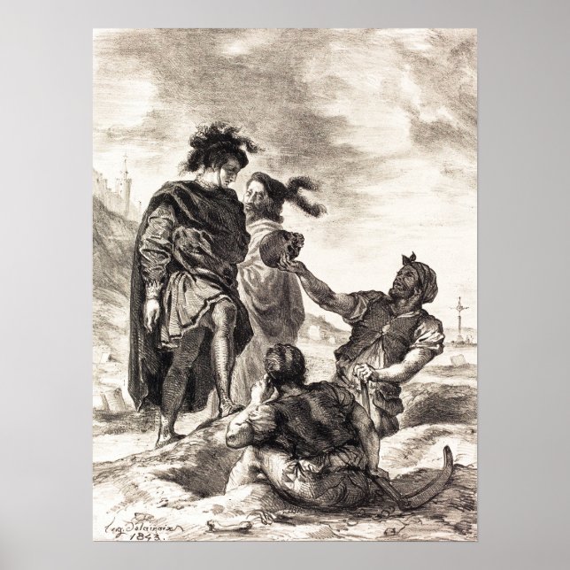 Delacroix - Hamlet och Horatio före Gravedi.. Poster (Framsidan)