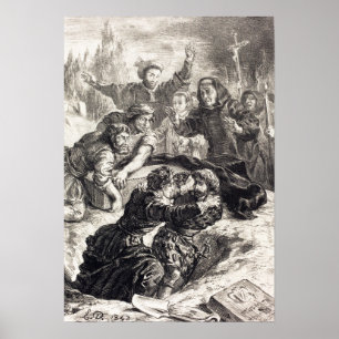 Delacroix - Hamlet och Laertes i Op.. Poster