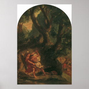 Delacroix - Jacob Wrestles med ängeln Poster