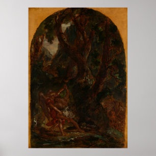 Delacroix - Jacob Wrestling med ängeln Poster