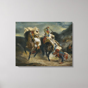 Delacroix Kambodja för Giaour och Hassan Canvastryck