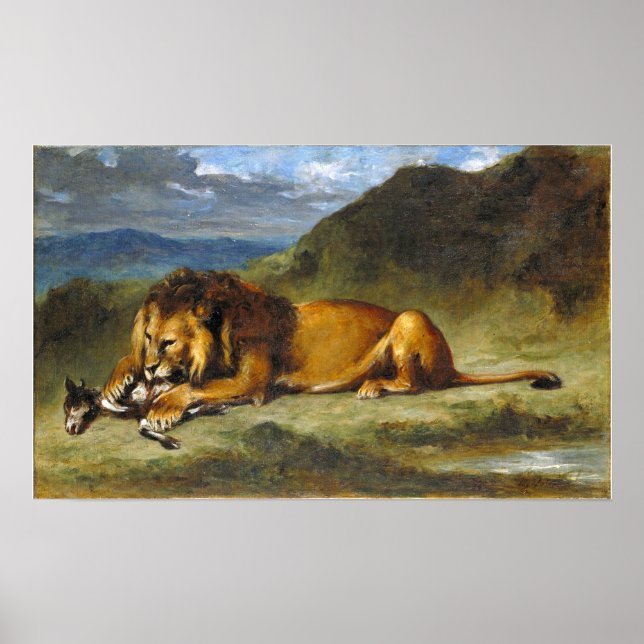 Delacroix - Lejon som förtärar en get Poster (Framsidan)