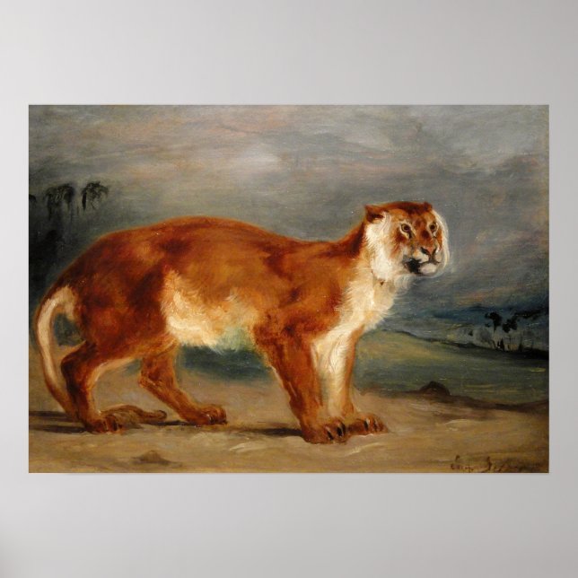 Delacroix - Lejoninna 1832 Poster (Framsidan)
