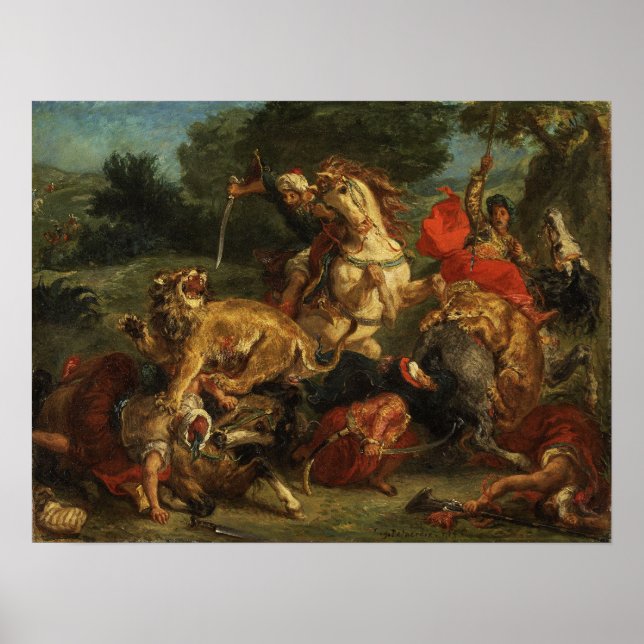 Delacroix - Lejonjakt 1855 Poster (Framsidan)