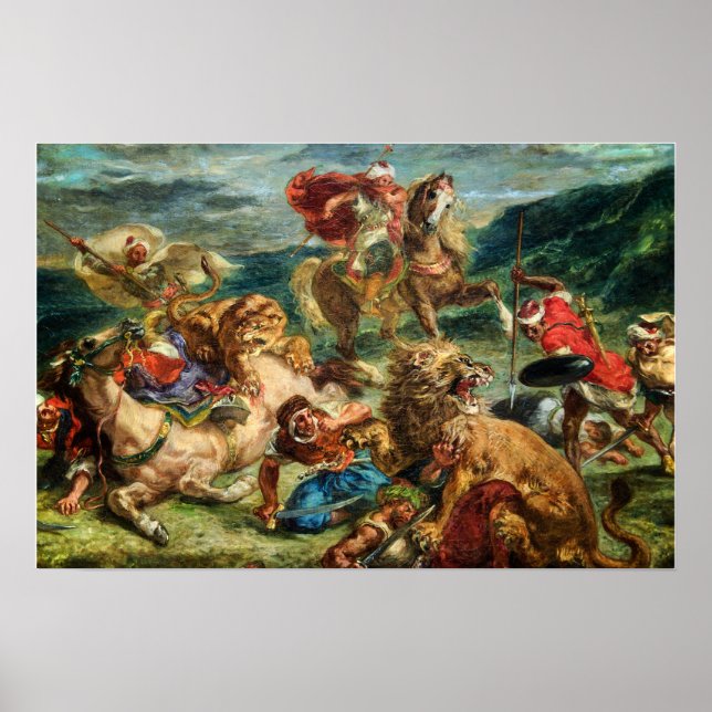 Delacroix - Lejonjakt Poster (Framsidan)