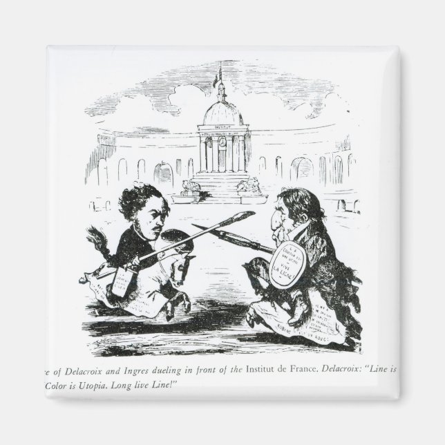 Delacroix och Ingres Caricature Magnet (Framsidan)