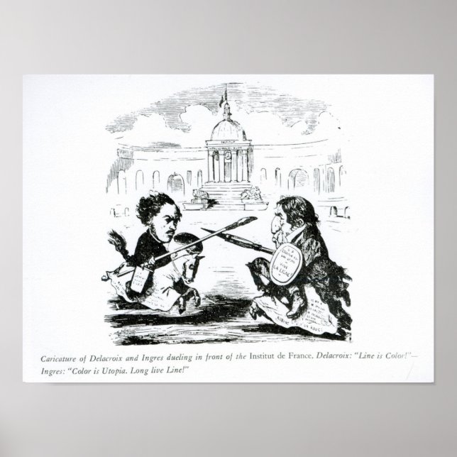 Delacroix och Ingres Caricature Poster (Framsidan)