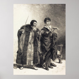 Delacroix - Polonius and Hamlet (Act II Scene II). Poster