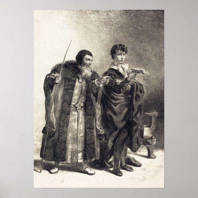 Delacroix - Polonius and Hamlet (Act II Scene II). Poster (Framsidan)