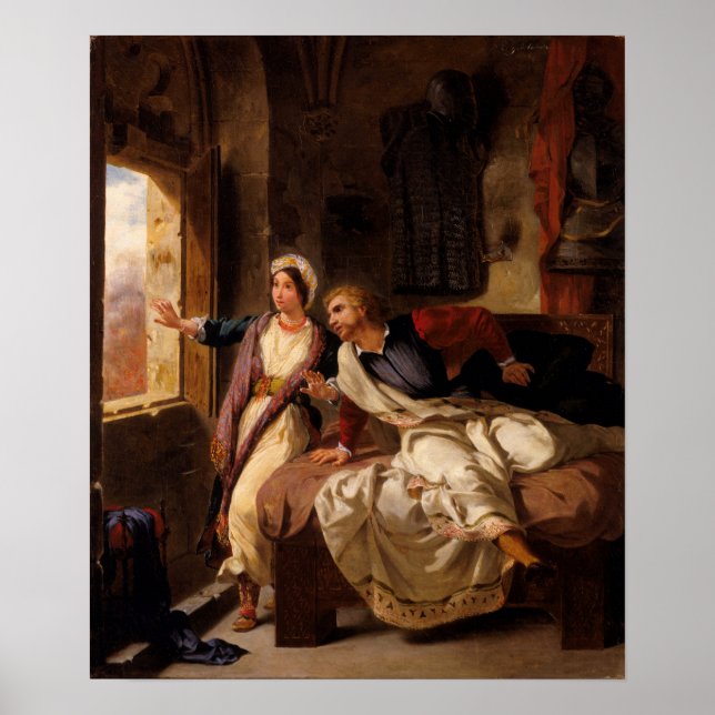 Delacroix - Rebecca och den sårade Ivanhoe Poster (Framsidan)