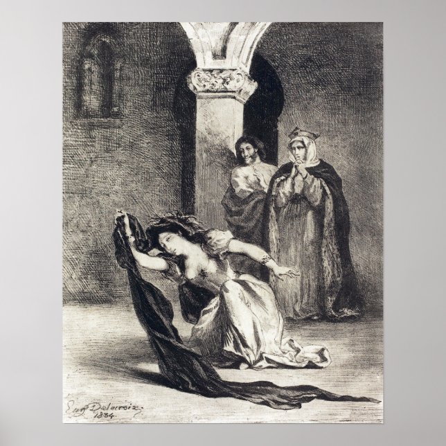 Delacroix - Sång i Ophelia (lag IV Scene V) ... Poster (Framsidan)