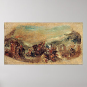 Delacroix - Sketch Attila följt av hans Barbari... Poster