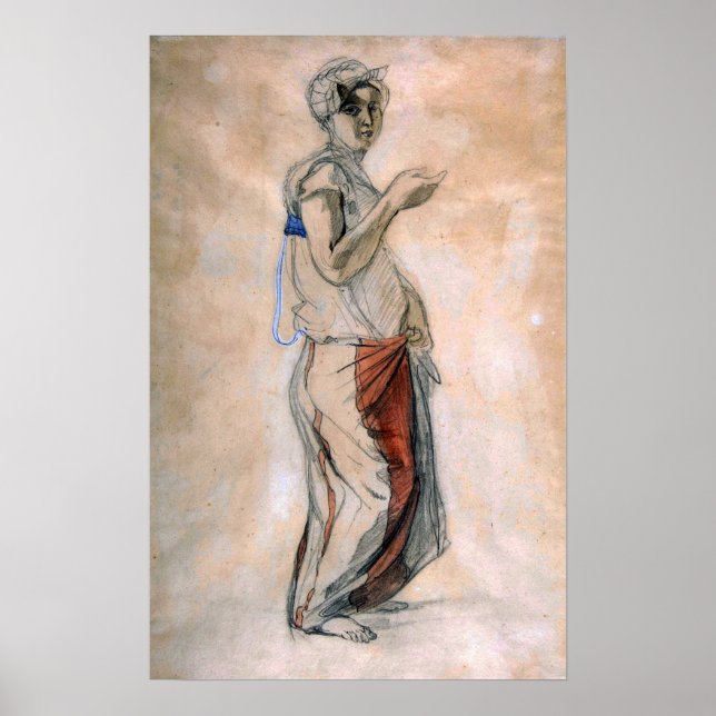 Delacroix - ständiga kvinnor i marockanska kläder poster (Framsidan)