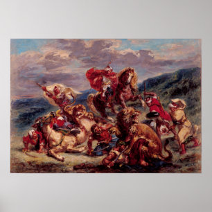 Delacroix - studie på Lowen Hunt St Gallen Poster