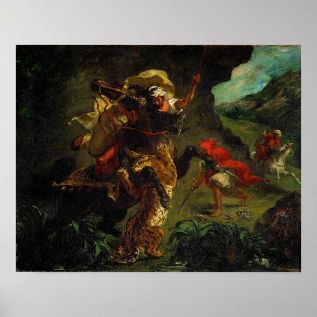 Delacroix - Tiger Hunt 1854 Poster (Framsidan)