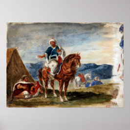 Delacroix - Tre arabiska horsperma på ett camping Poster