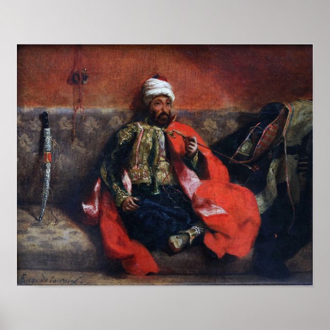 Delacroix - Turkiska Rökning Sitta på en soffa Poster (Framsidan)