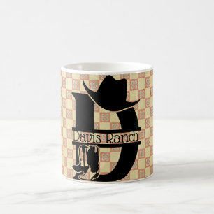 Delad 'D' Cowboy-monogram Kaffemugg