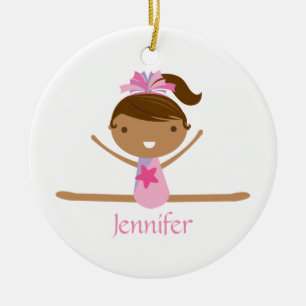 Delad flicka för personlig gymnastik prydnad för julgransprydnad keramik