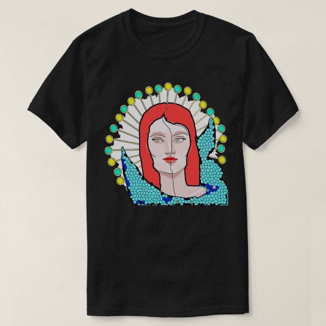 Delad kvinna Ansikte Porträtt T Shirt (Design framsida)