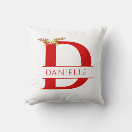 Delad monogram bokstav D Xmas hjorthorn Kudde