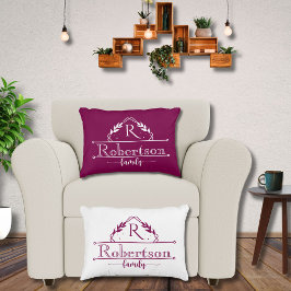 Delad monogram familjenamn vinram prydnadskudde
